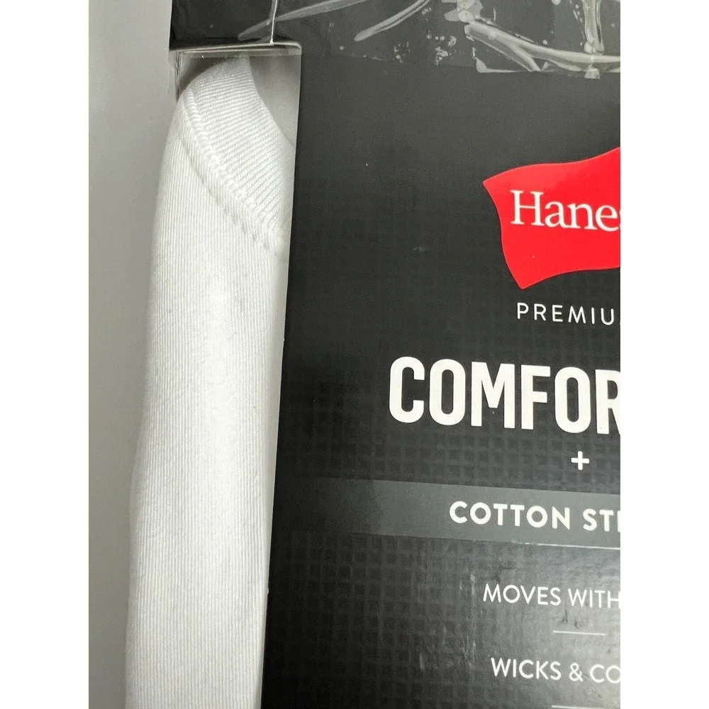 Hanes Mens Crews 3 Pack Undershirt Sz Med Premium Black Label Crewneck White A4